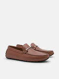 PEDRO Men Leather Horsebit Moccasins - Brown