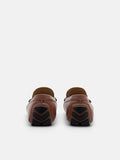 PEDRO Men Leather Horsebit Moccasins - Brown