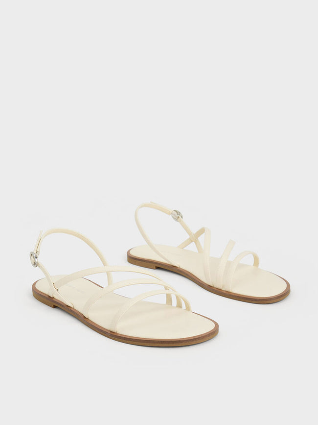 CHARLES & KEITH Asymmetric Triple-Strap Sandals Chalk – Khit Zay