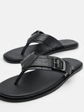 PEDRO Helix Leather Thong Sandals - Black