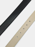 PEDRO Embossed Leather Reversible Pin Belt - Black