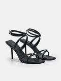 PEDRO Sofia Leather Heel Sandals - Black