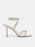 PEDRO Sofia Leather Heel Sandals - Beige