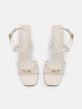 PEDRO Sofia Leather Heel Sandals - Beige