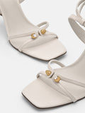 PEDRO Sofia Leather Heel Sandals - Beige