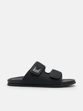 PEDRO Linen Slide Sandals - Black