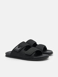 PEDRO Linen Slide Sandals - Black