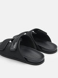 PEDRO Linen Slide Sandals - Black