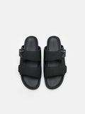 PEDRO Linen Slide Sandals - Black