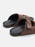 PEDRO Linen Slide Sandals - Brown