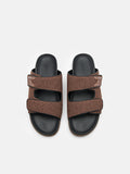 PEDRO Linen Slide Sandals - Brown