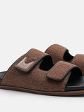 PEDRO Linen Slide Sandals - Brown