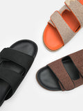 PEDRO Linen Slide Sandals - Black