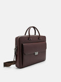 PEDRO Henry Textured Leather Briefcase - Dark Brown