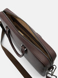 PEDRO Henry Textured Leather Briefcase - Dark Brown