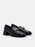 PEDRO Brie Leather Heel Loafers - Black