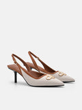 PEDRO Icon Canvas Slingback Pumps - Cognac