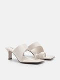 PEDRO Rocco Leather Heel Sandals - Chalk