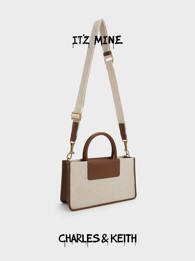 Charles & Keith + Astra Canvas Tote Bag – Chocolate