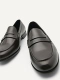 PEDRO Men Leather Penny Loafers - Dark Brown