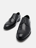 PEDRO Leather Cap Toe Derby Shoes - Black