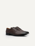 PEDRO Men Embossed Leather Derby Shoes - Dark Brown