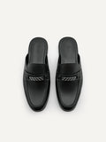 PEDRO Men Horsebit Mule Loafers - Black