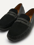 PEDRO Men Spike Suede Leather Moccasins - Black