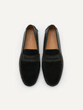 PEDRO Men Spike Suede Leather Moccasins - Black