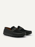 PEDRO Men Spike Suede Leather Moccasins - Black