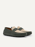 PEDRO Spike Suede Leather Moccasins - Military Green