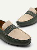 PEDRO Spike Suede Leather Moccasins - Military Green