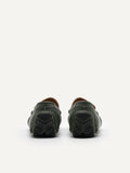 PEDRO Spike Suede Leather Moccasins - Military Green