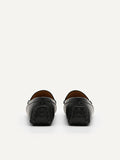 PEDRO Men Leather Buckle Moccasins - Black