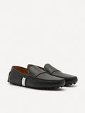 PEDRO Men Leather Band Moccasins - Black