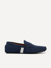 PEDRO Men Leather Band Moccasins - Navy