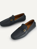 PEDRO Men Leather Moccasin with Metal Bit - Navy