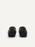 PEDRO Men Leather Metal Bit Moccasins - Black