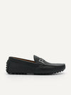 PEDRO Men Leather Metal Bit Moccasins - Black