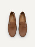 PEDRO Men Leather Metal Bit Moccasins - Camel