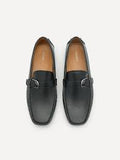 PEDRO Leather Band Buckle Moccasins - Black