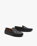 PEDRO Leather Band Buckle Moccasins - Black