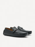 PEDRO Leather Band Buckle Moccasins - Black