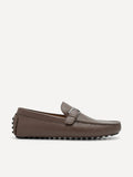 PEDRO Leather Band Buckle Moccasins - Dark Brown