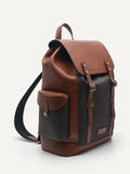 PEDRO Compart Backpack with Synthetic Leather Lining - Cognac