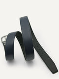 PEDRO Embossed Leather Reversible Pin Belt - Black