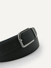 PEDRO Embossed Leather Reversible Pin Belt - Black