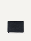 PEDRO Men Leather Bi-Fold Card Holder with Money Clip - Black