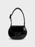 CHARLES & KEITH Lula Patent Buckled Bag Black