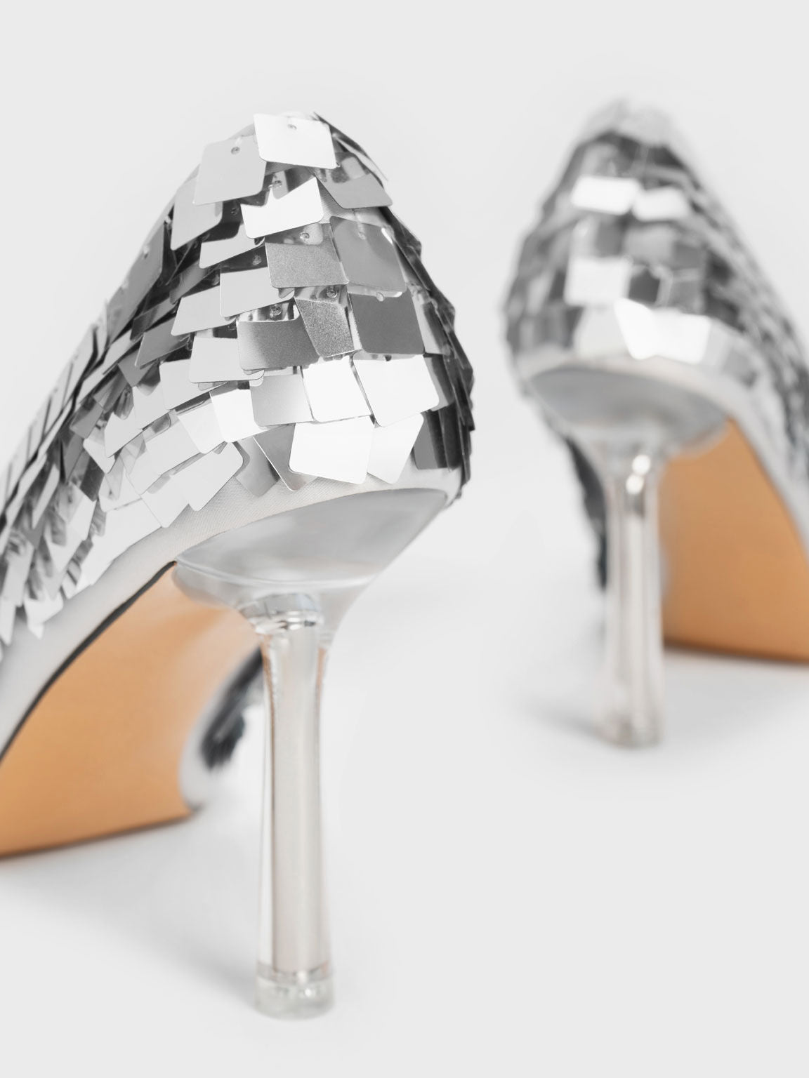 Silver Glitter Stiletto Pumps - CHARLES & KEITH International